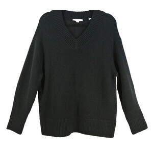 New, VINCE DROPPED-SHOULDER WOOL & CASHMERE TOP in Black Size S #7437